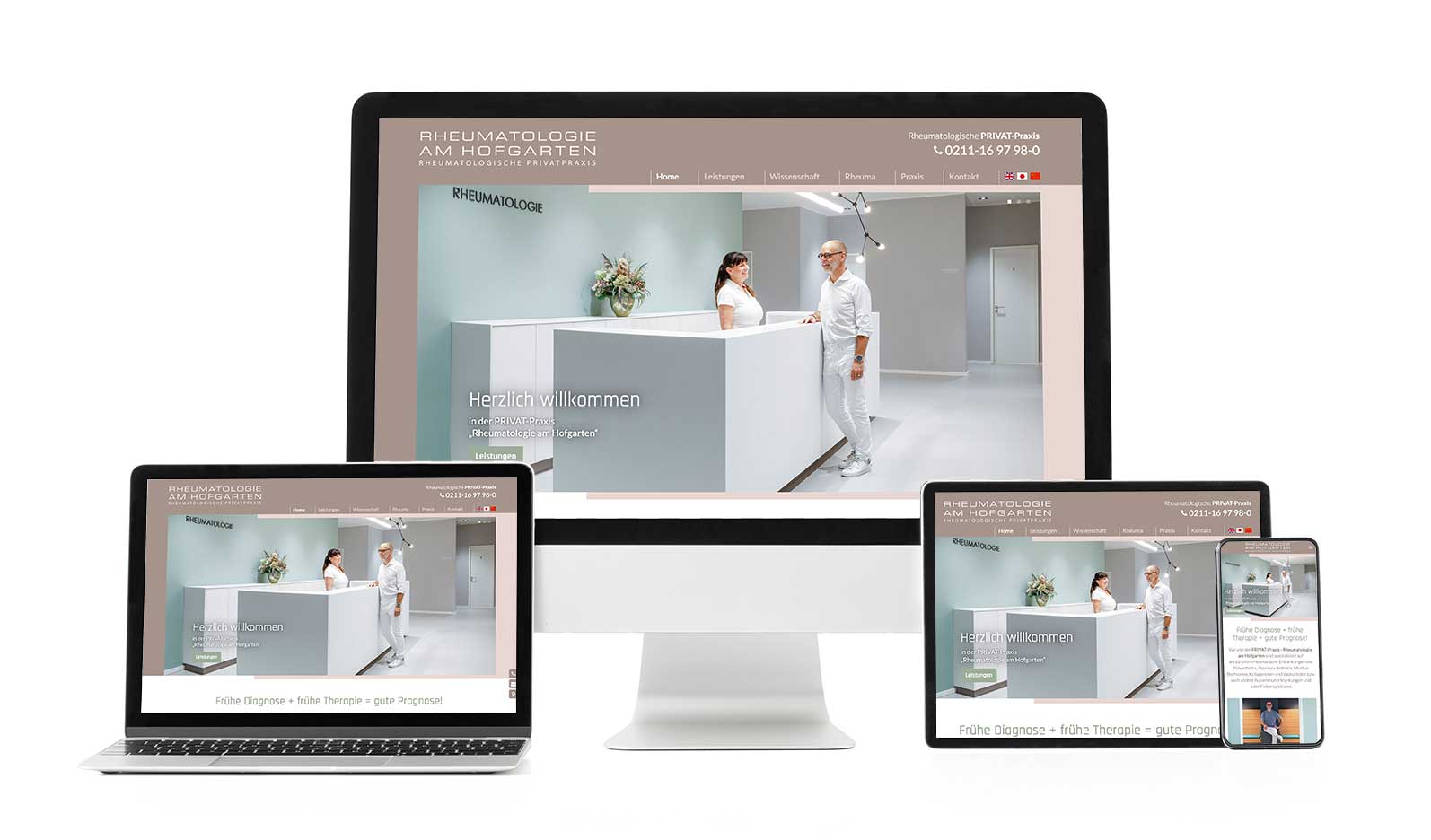 Diverse Display-Ansichten der Rheumatologie am Hofgarten Website